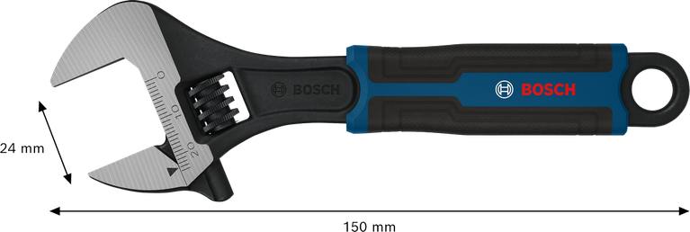 Cờ lê điều chỉnh Bosch 150 mm với độ mở 24 mm.